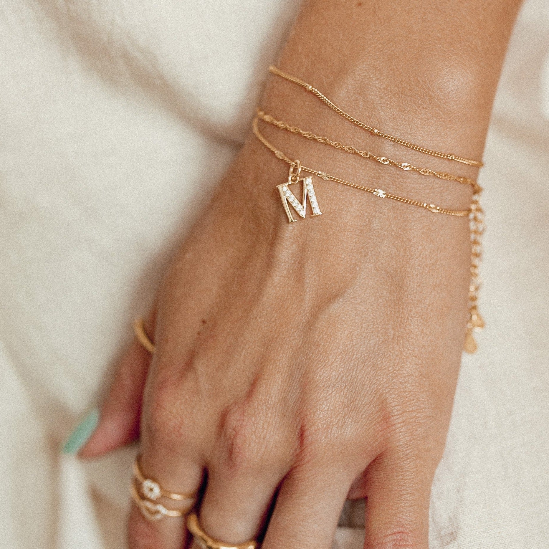 Fine Chaîne Pendentif Lettre Sterling Argent